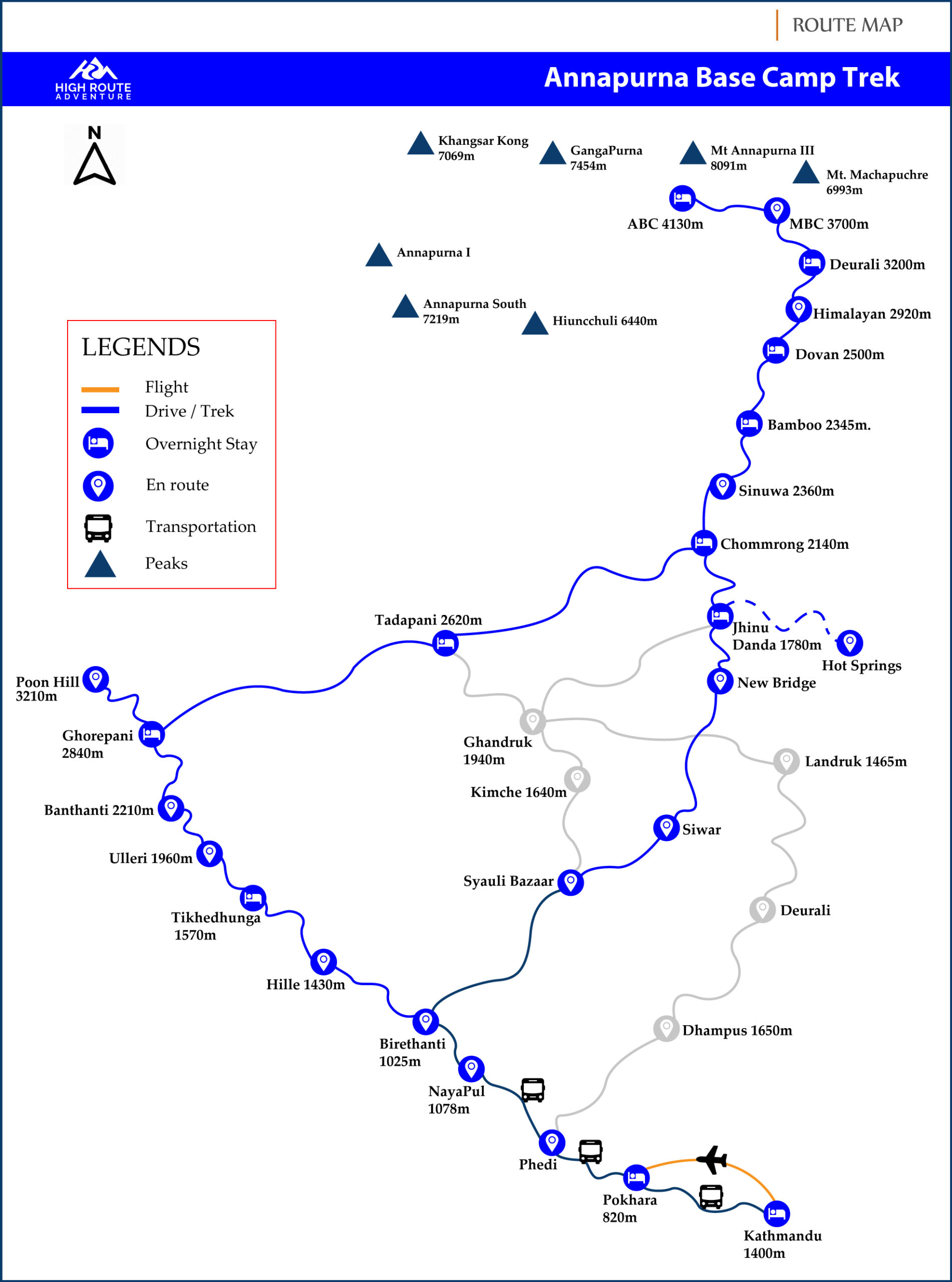 Annapurna Base Camp Trek Map Route