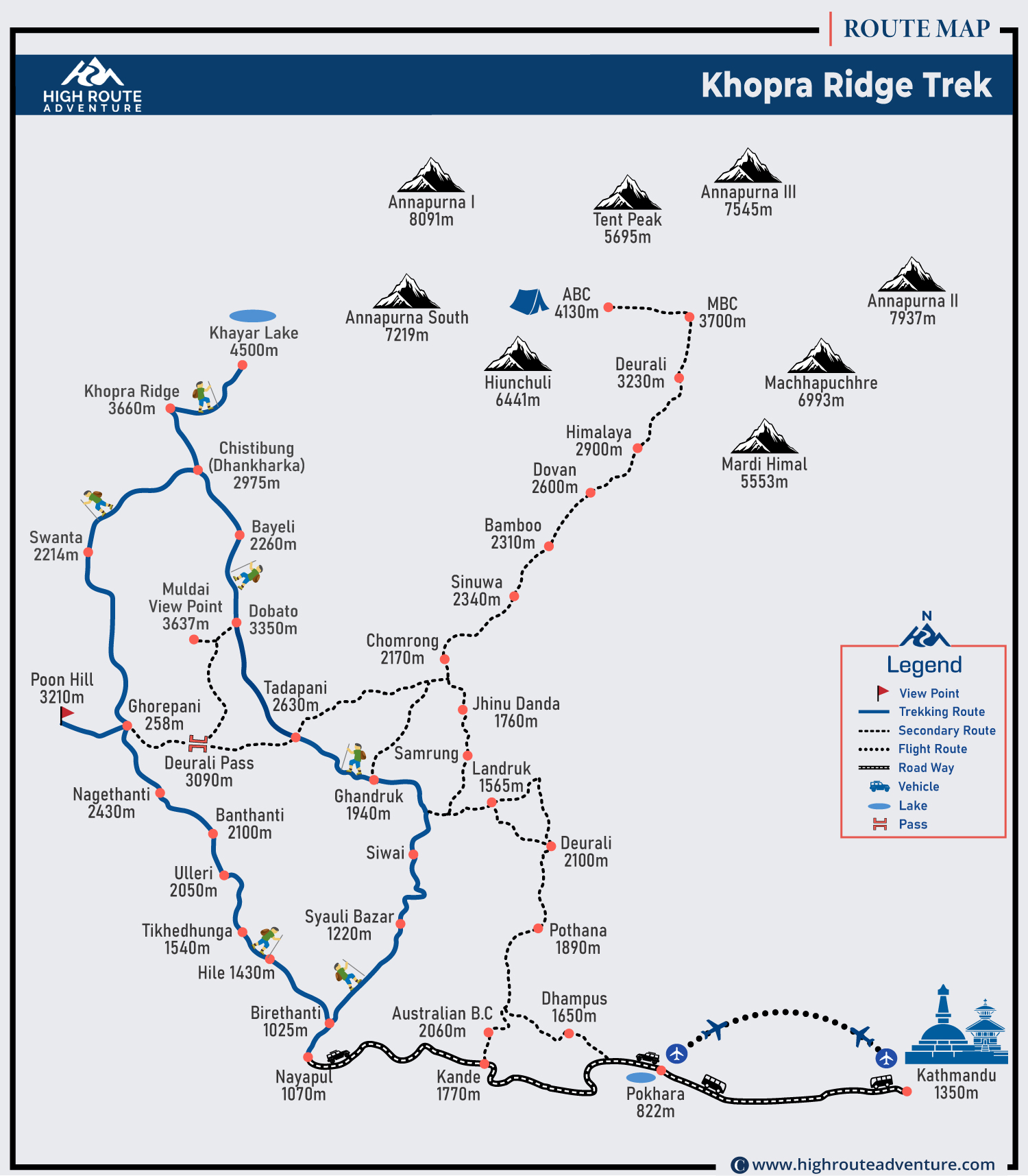 Khopra Ridge Trek Map