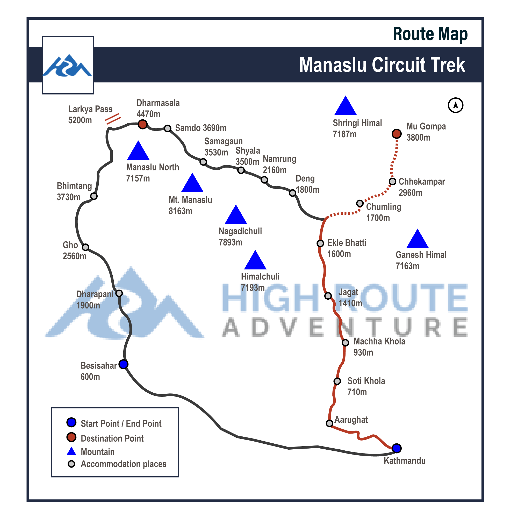 Manaslu Circuit Trek Map