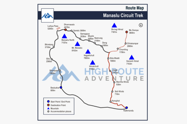 Manaslu Circuit Trek Map