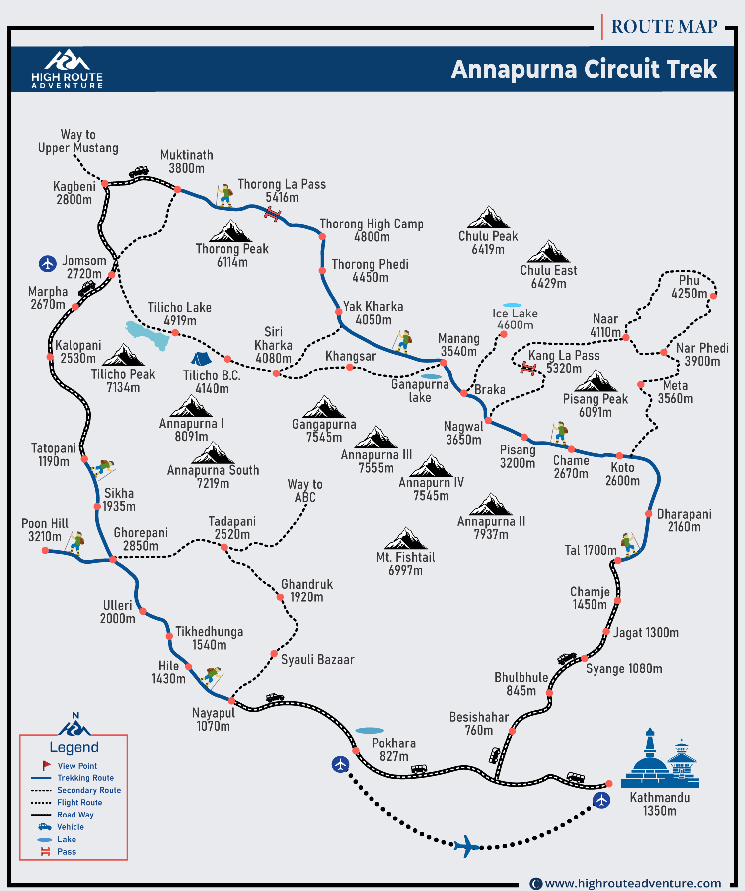 Annapurna Circuit Trek Map