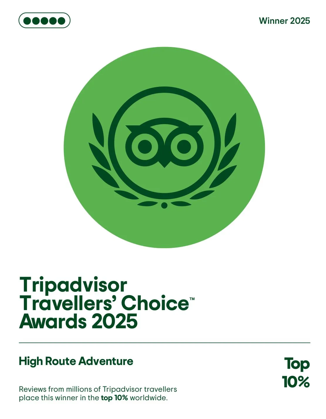 High Route Adventure TripAvisor Award 2025