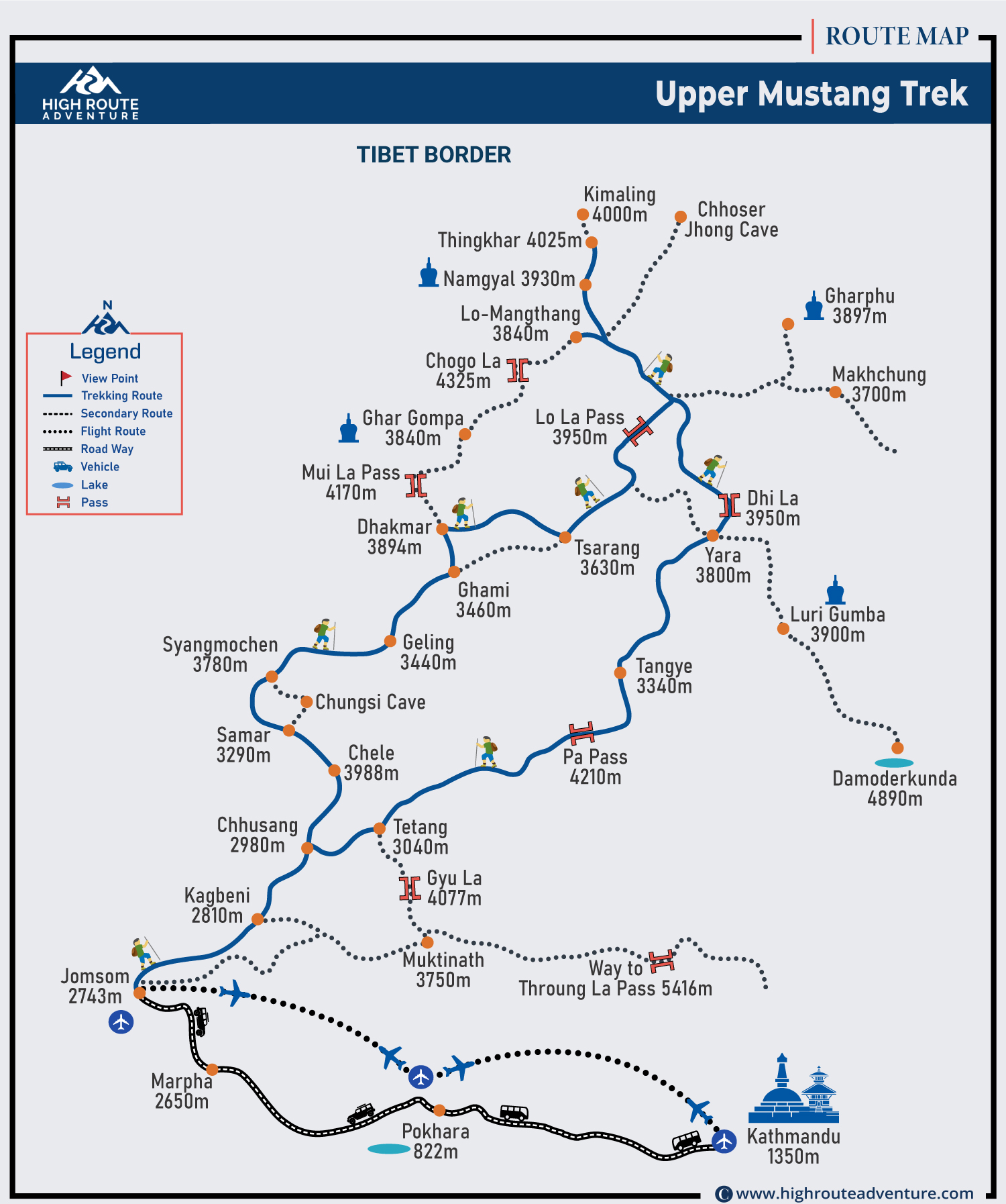 Upper Mustang Trek Map