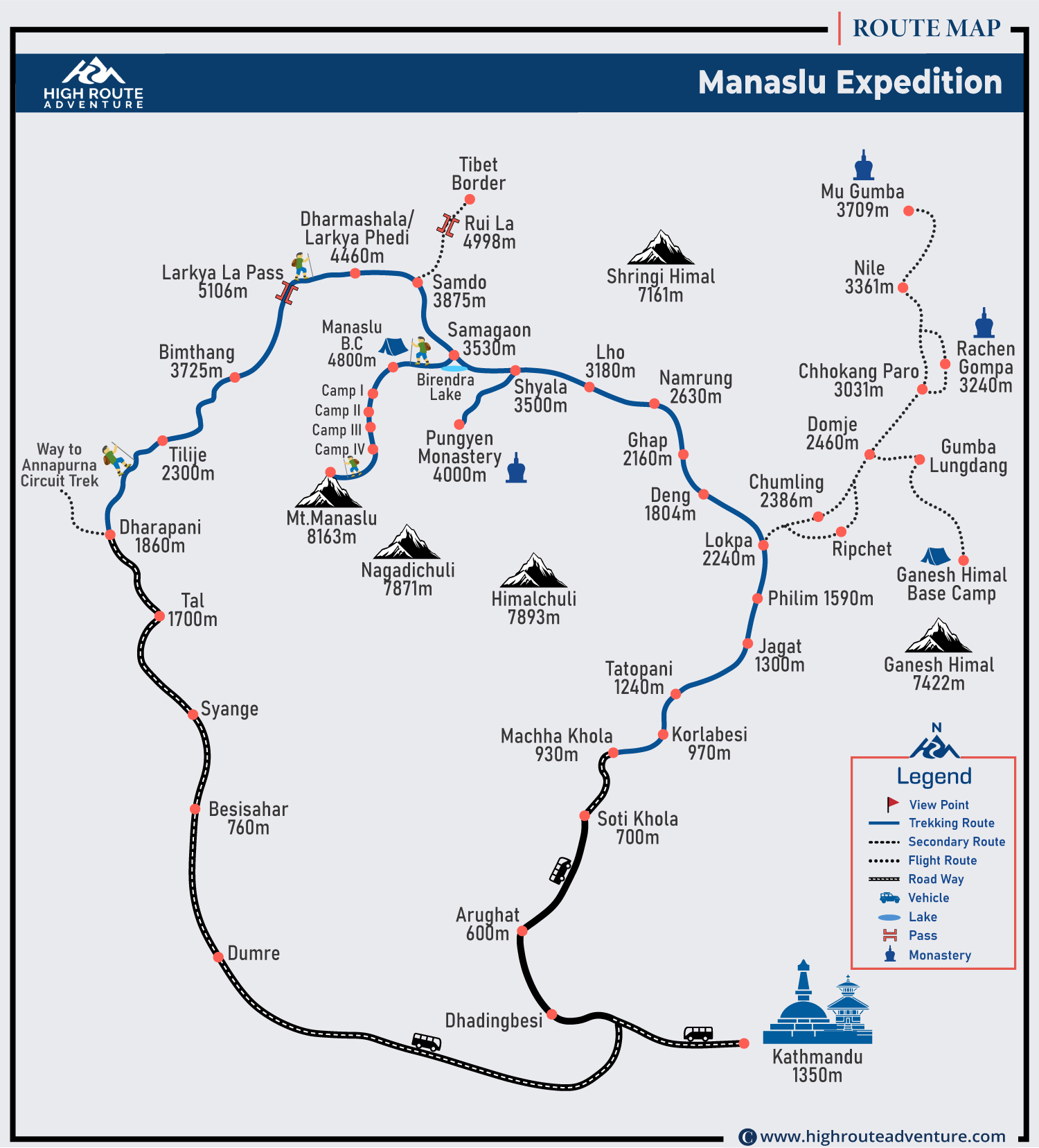 Manaslu Expedition Map