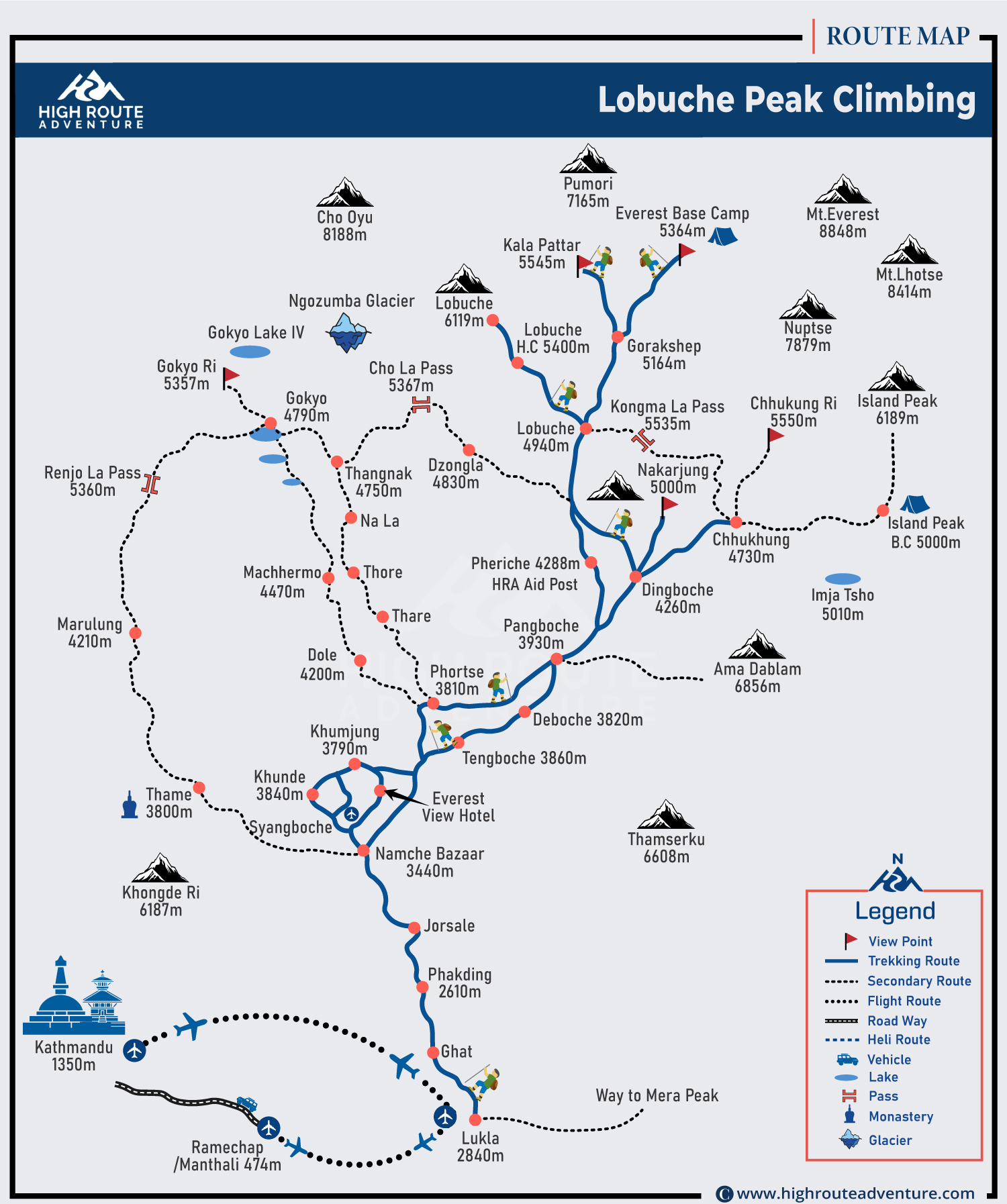 Lobuche Peak Climbing Map