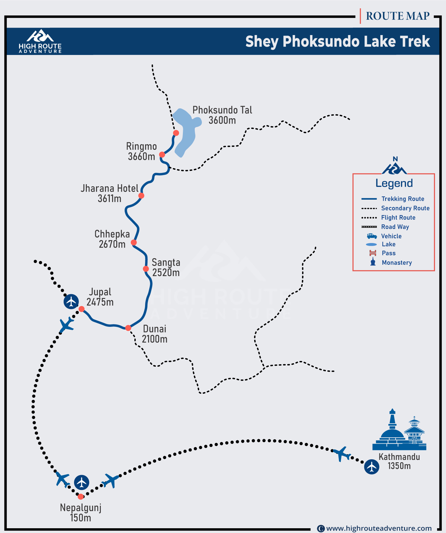 Shey Phoksundo Lake Trek Map