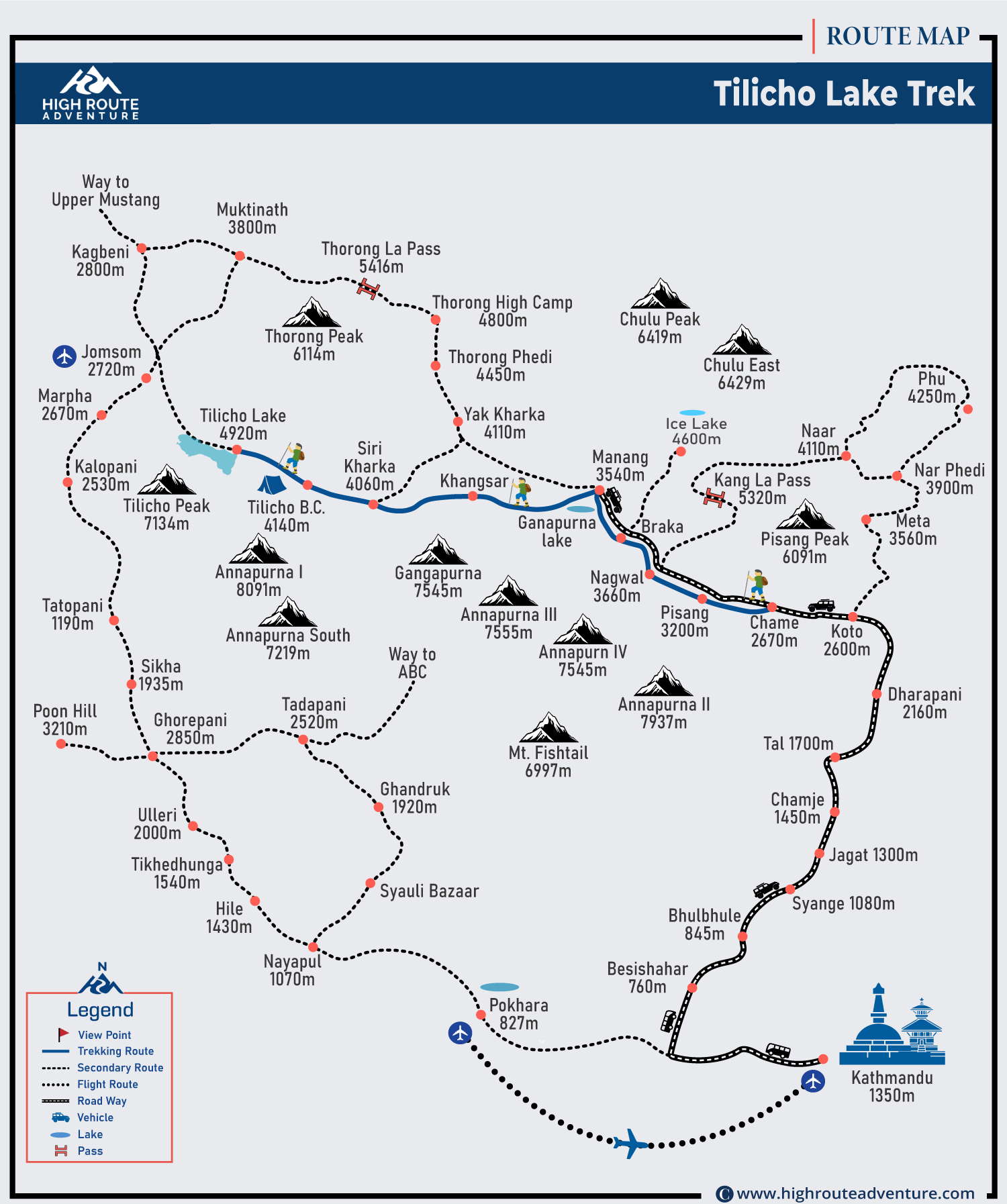 Tilicho Lake Trek Map