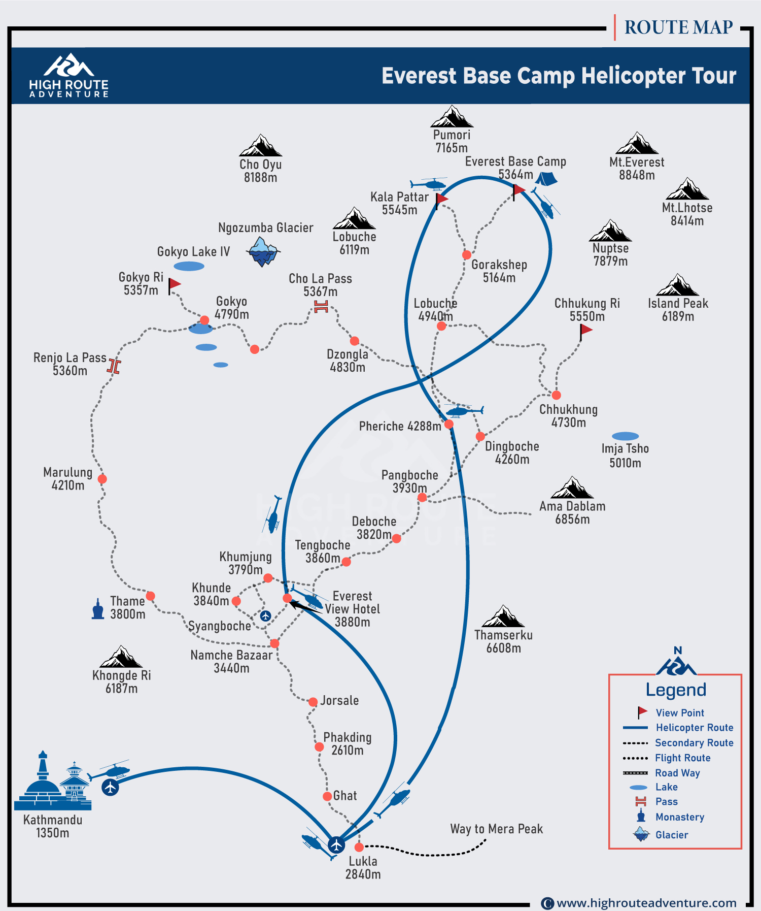 Everest Base Camp Helicopter Tour Map