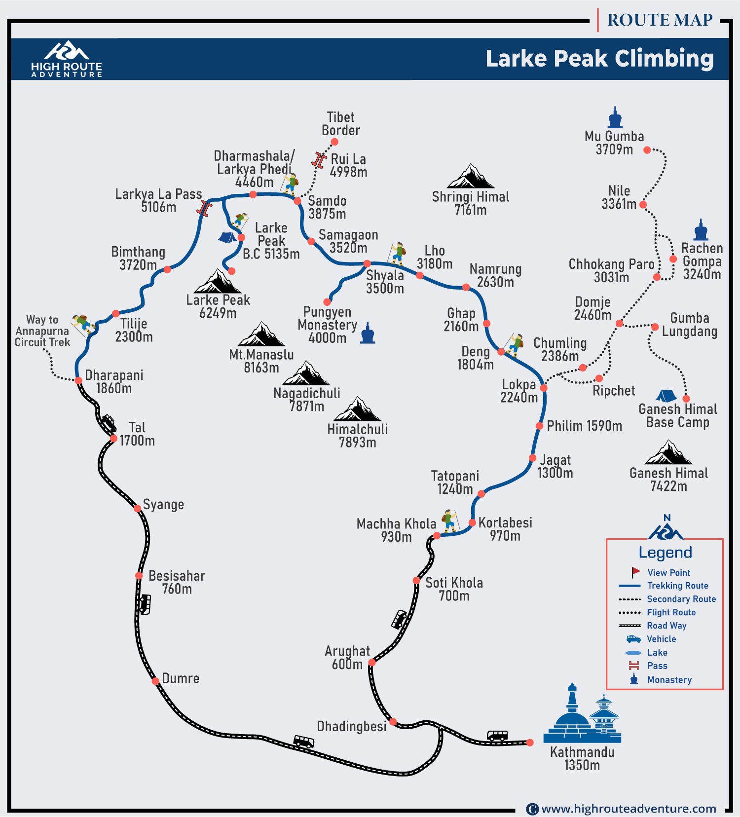 Larke Peak Climbing Map
