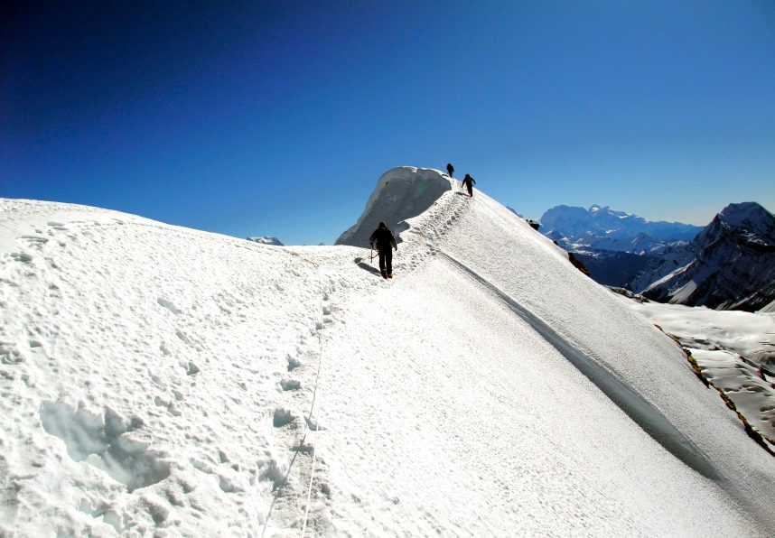 Chulu Far East Peak summit at 6,059 meters in Nepal