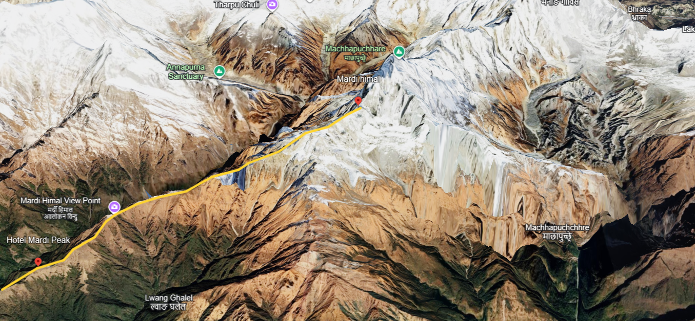 Mardi Himal Climbing Route Map