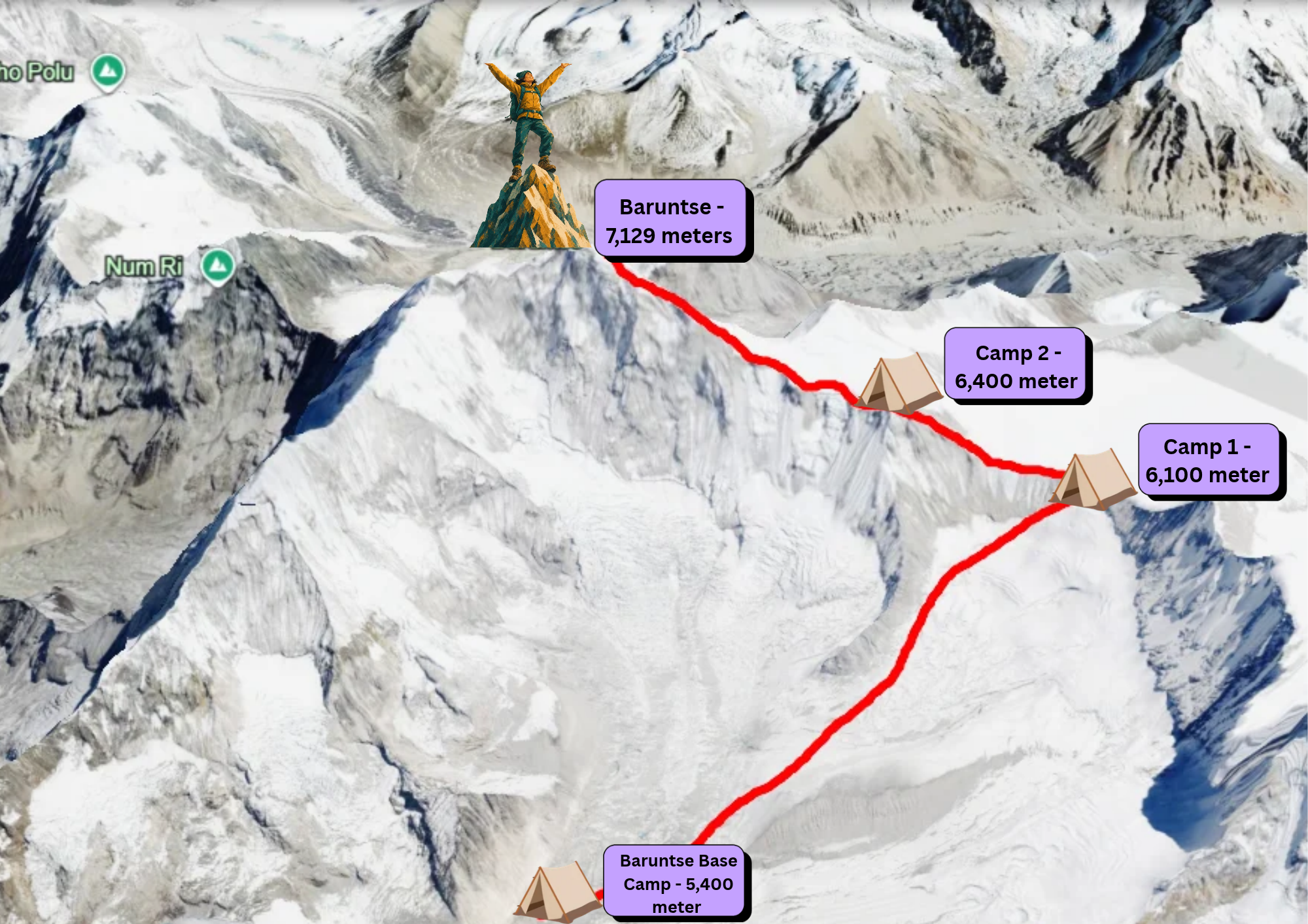 Baruntse Expedition Route Map